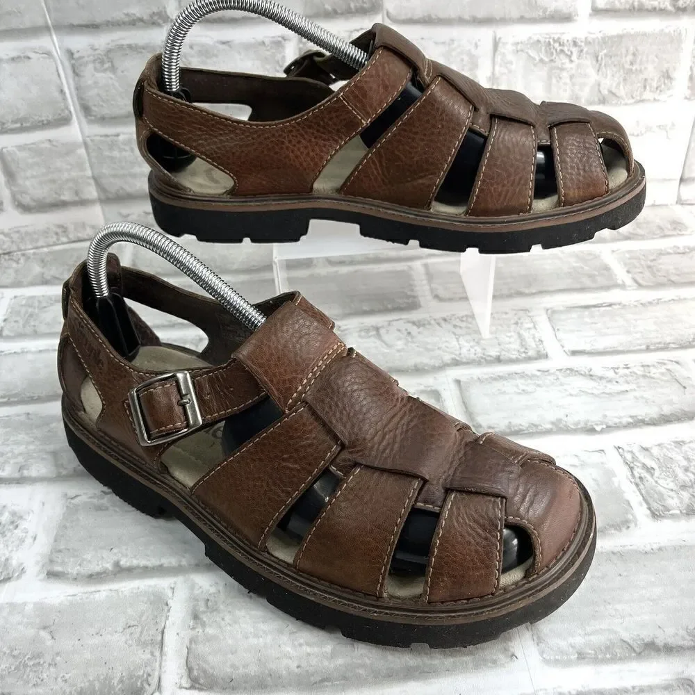 Simple Shoes Men's Size 9 Brown Leather Comfort Fisherman Sandals